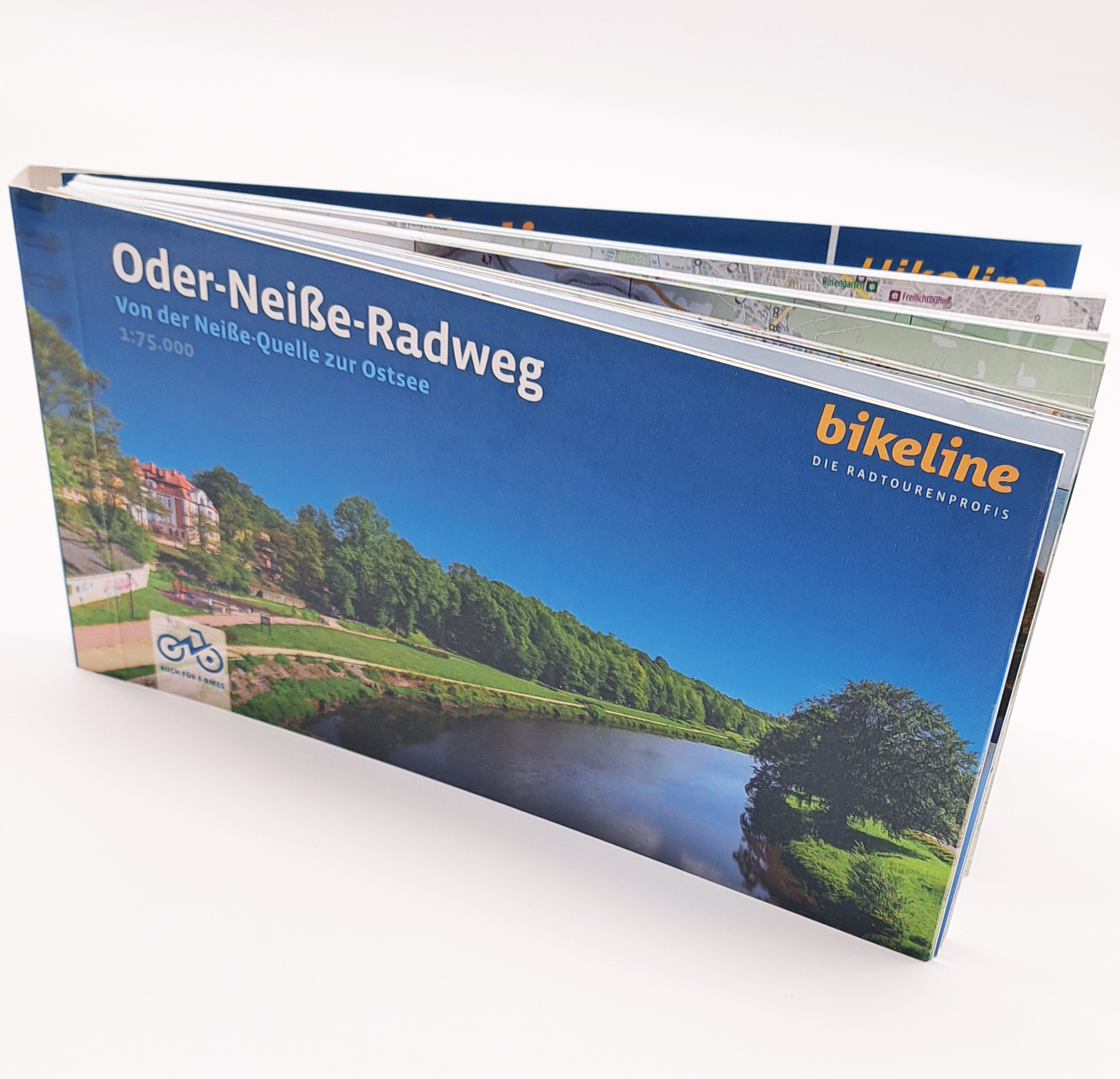 Der Radführer wurde hier von oben fotografiert. Man erkennt wie dick der Guide ist.