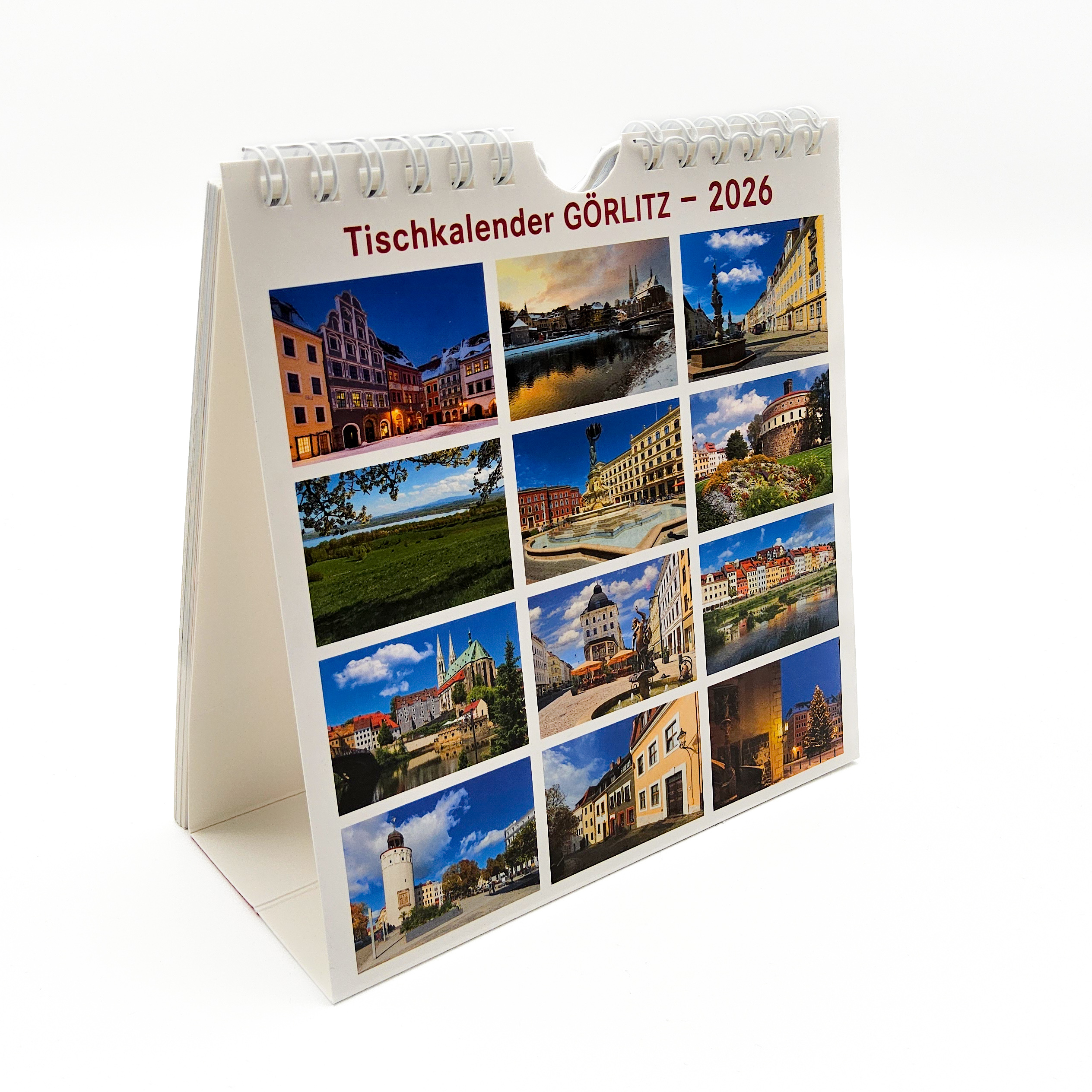 Auf der Rückseite vom Tischkalender 2026 sind die 12 verschiedenen Motive abgebildet
